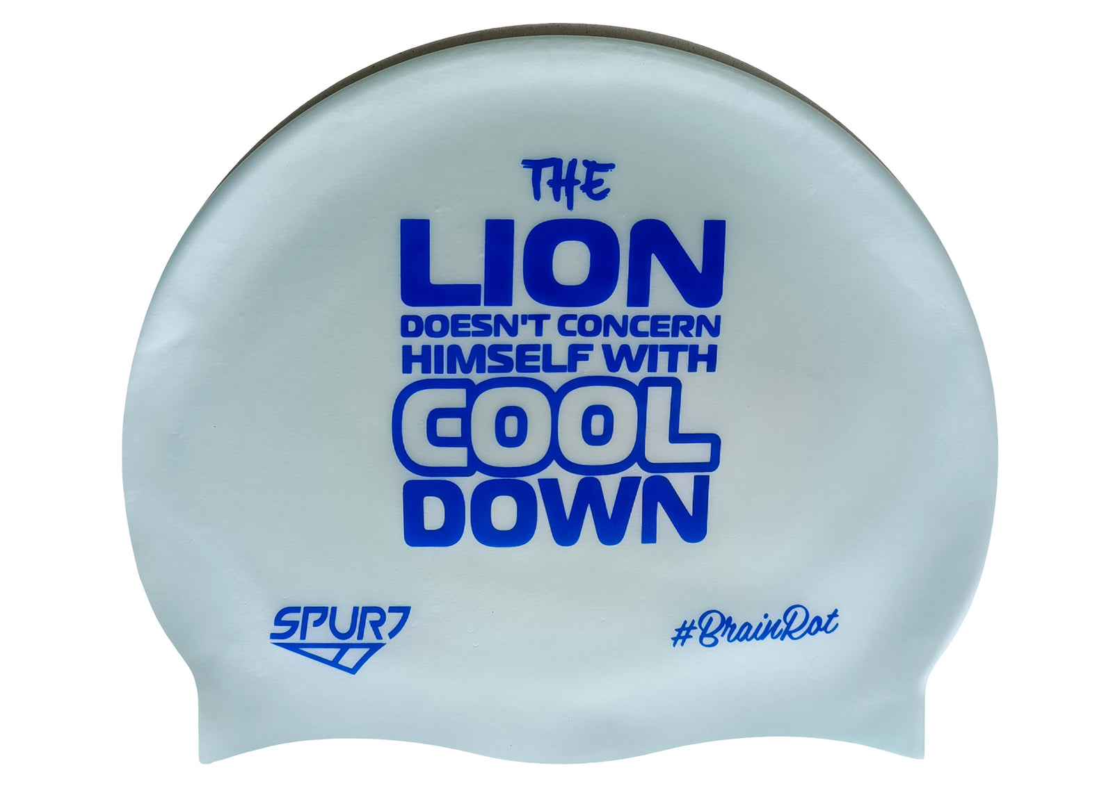 BrainRot Lion on G101 Pale Blue Spurt Silicone Swim Cap