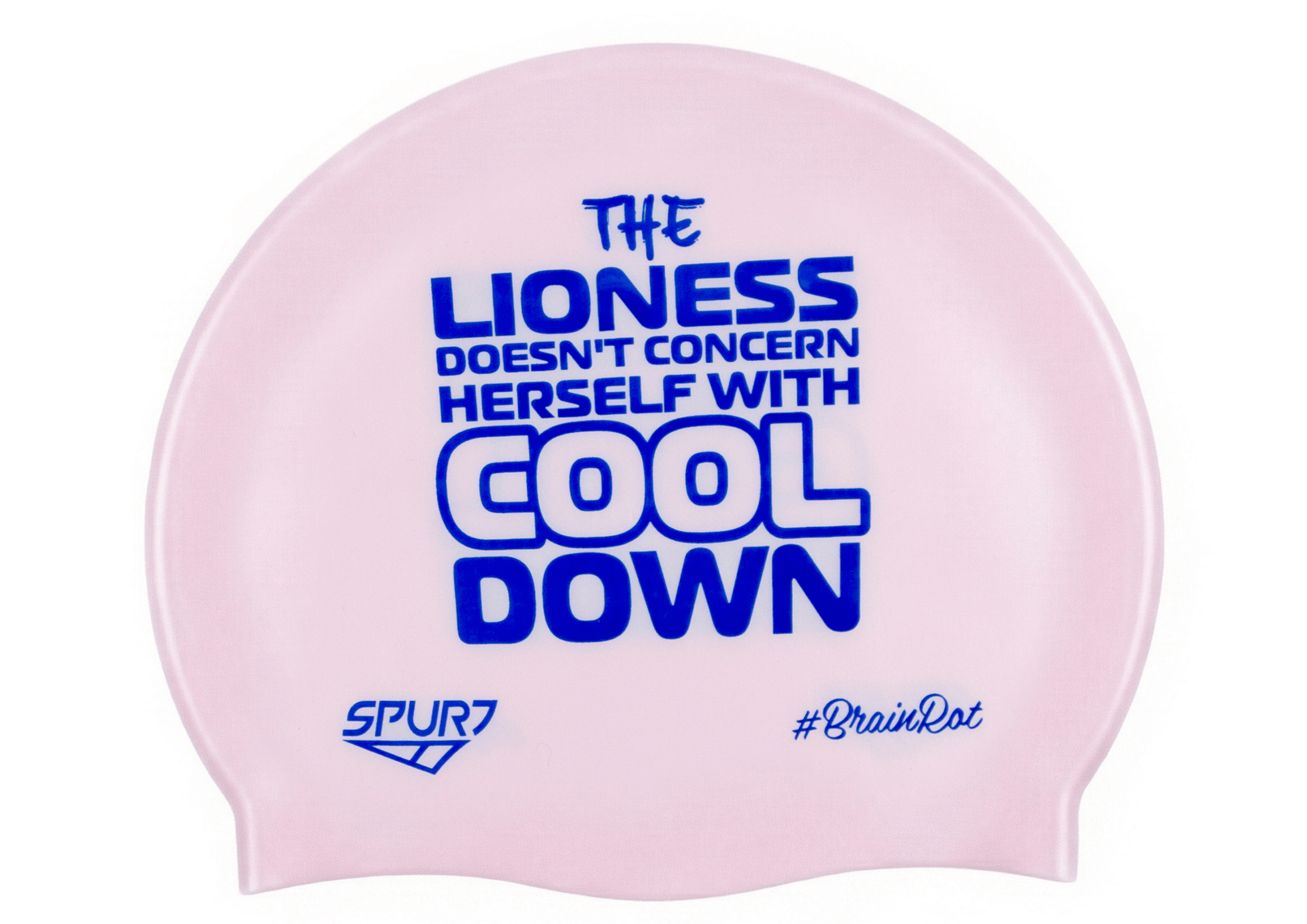 BrainRot Lioness on G104 Pale Pink Spurt Silicone Swim Cap