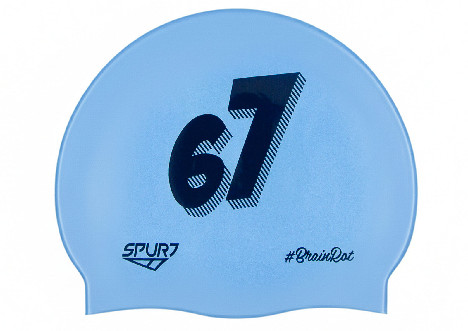 BrainRot 67 on SB12 Lavender Blue Spurt Silicone Swim Cap