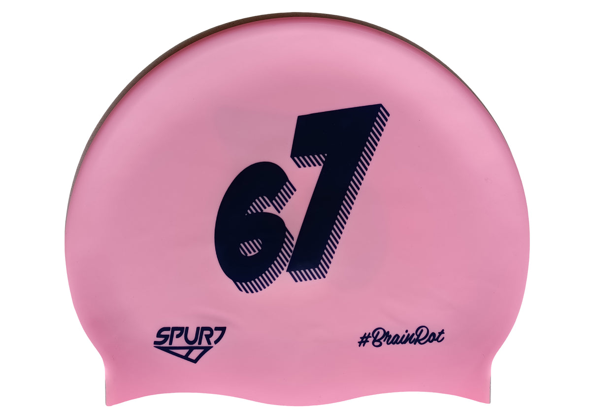 BrainRot 67 on F239 Light Pink Spurt Silicone Swim Cap