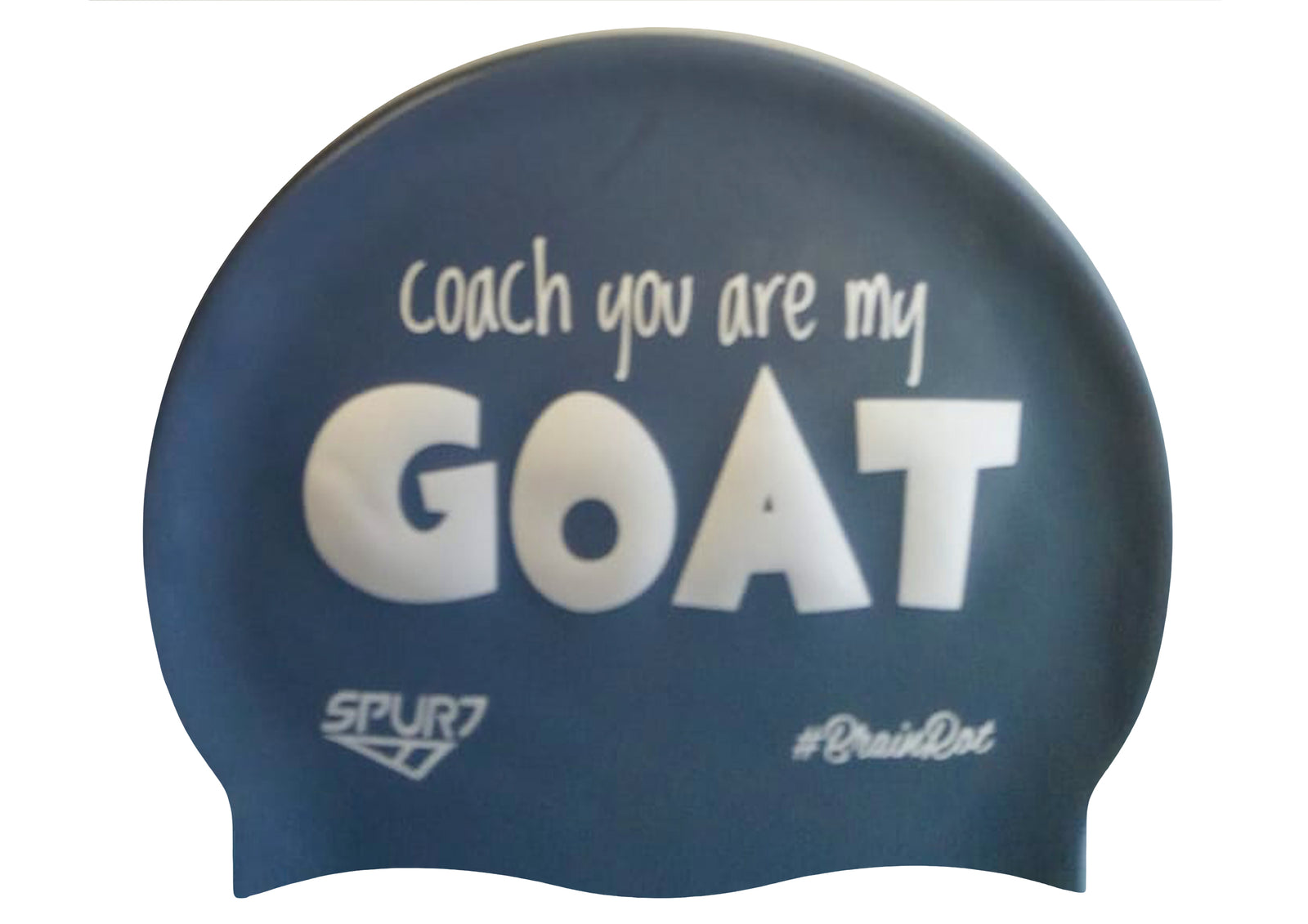BrainRot Coach You Are My Goat on F210 Dark Grey Spurt Silicone Swim Cap