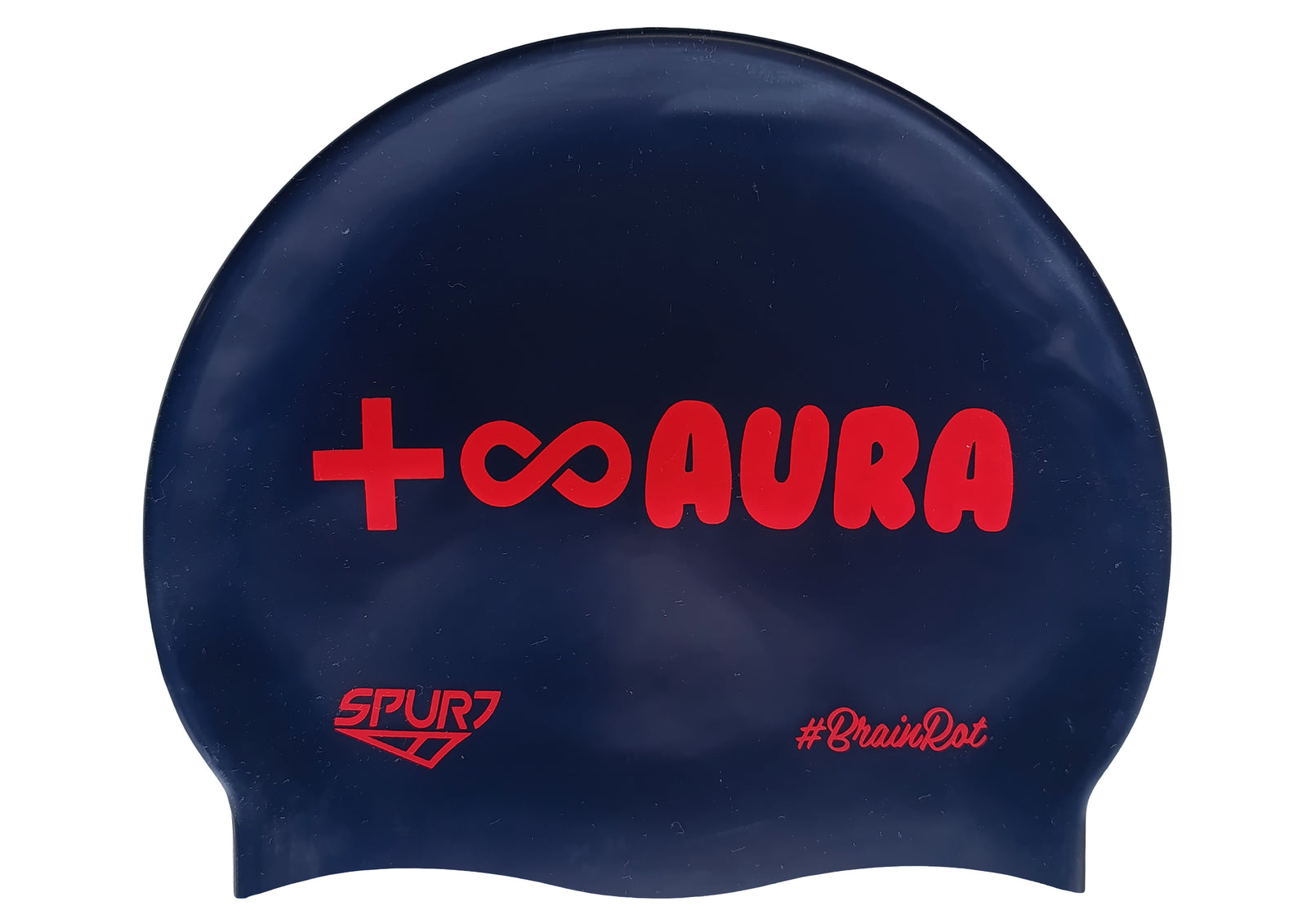 BrainRot Aura on F248 Midnight Navy Spurt Silicone Swim Cap