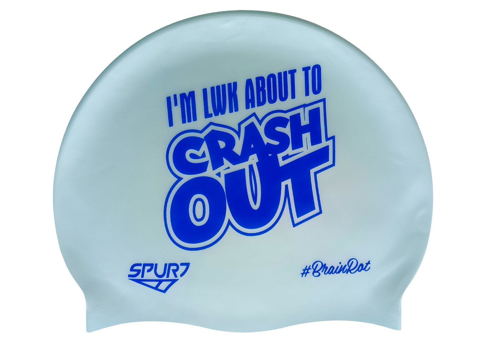 BrainRot I'm Lwk About to Crash Out on G101 Pale Blue Spurt Silicone Swim Cap