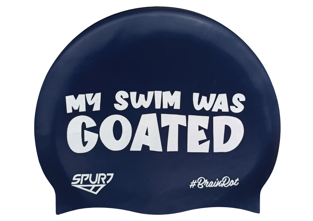 BrainRot My Swim Was Goated on F248 Midnight Navy Spurt Silicone Swim Cap