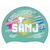 SANJ 2025 Rainbow blend behind diving Swimmer on SD13 Pale Aquamarine Green Spurt Silicone Swim Cap