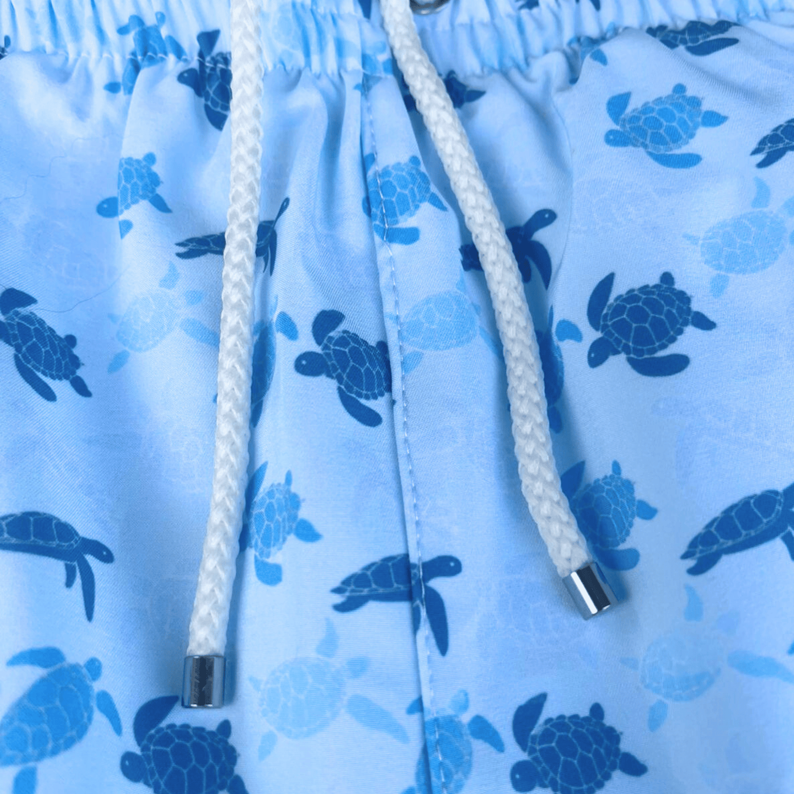 Kikx Light Blue Sea Drift Board Shorts with White Mesh Mid Thigh Inner