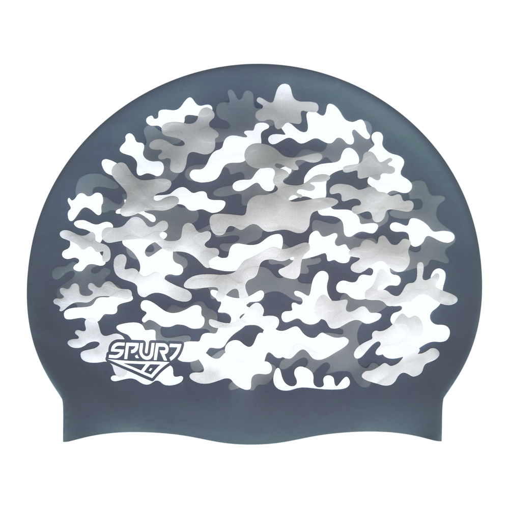 Army Style Camo on F210 Dark Grey Spurt Silicone Swim Cap