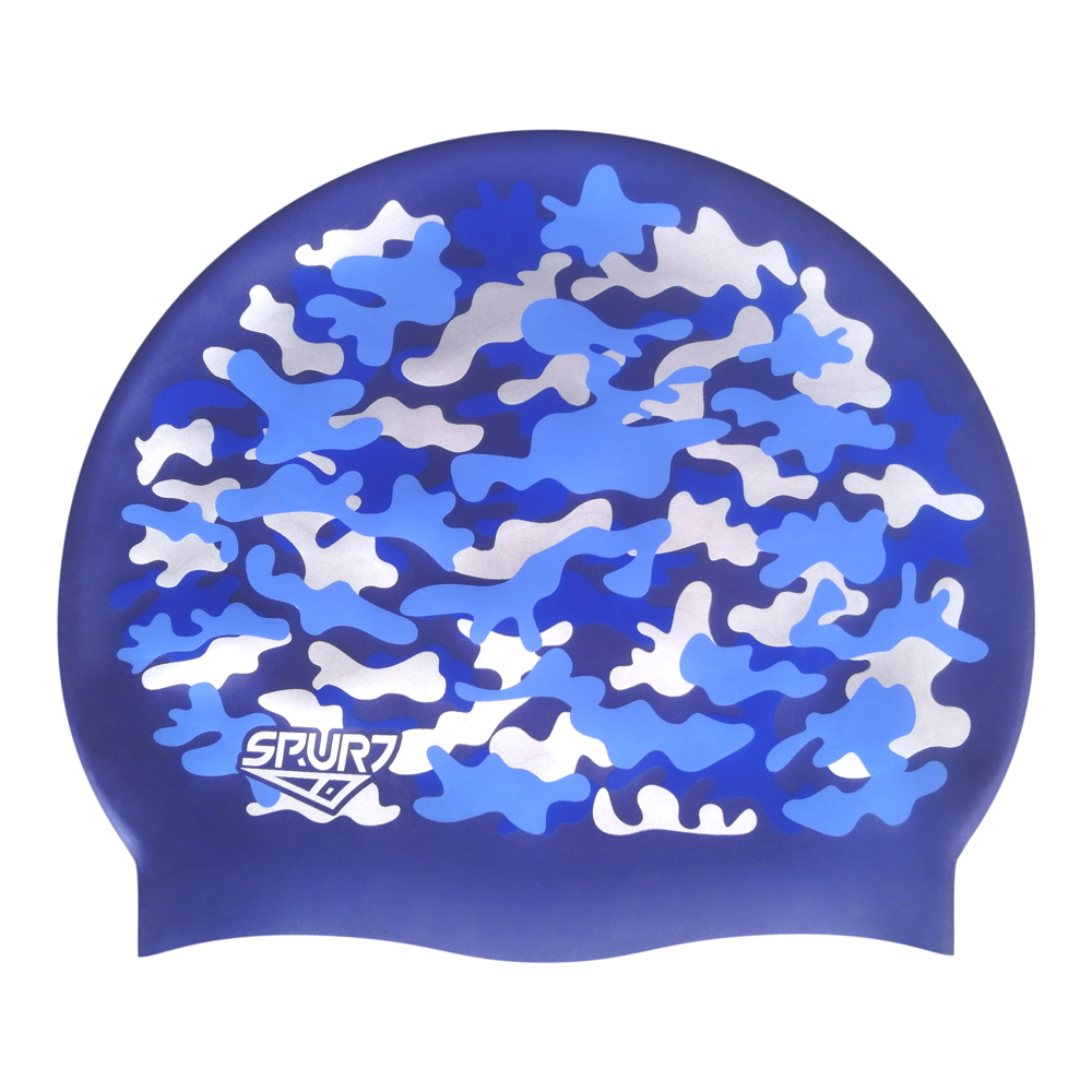 Army Style Camo on SD16 Metallic Navy Spurt Silicone Swim Cap