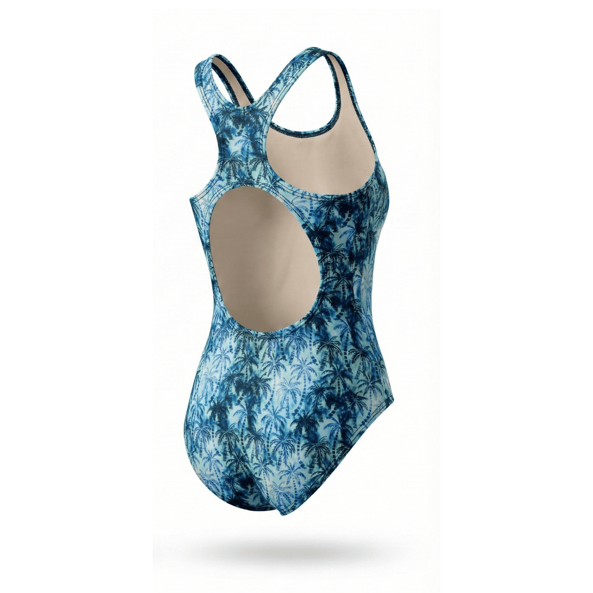 Kikx Extra Life Fastback Swimsuit in Hawaiian Haze Design on Pale Aquamarine