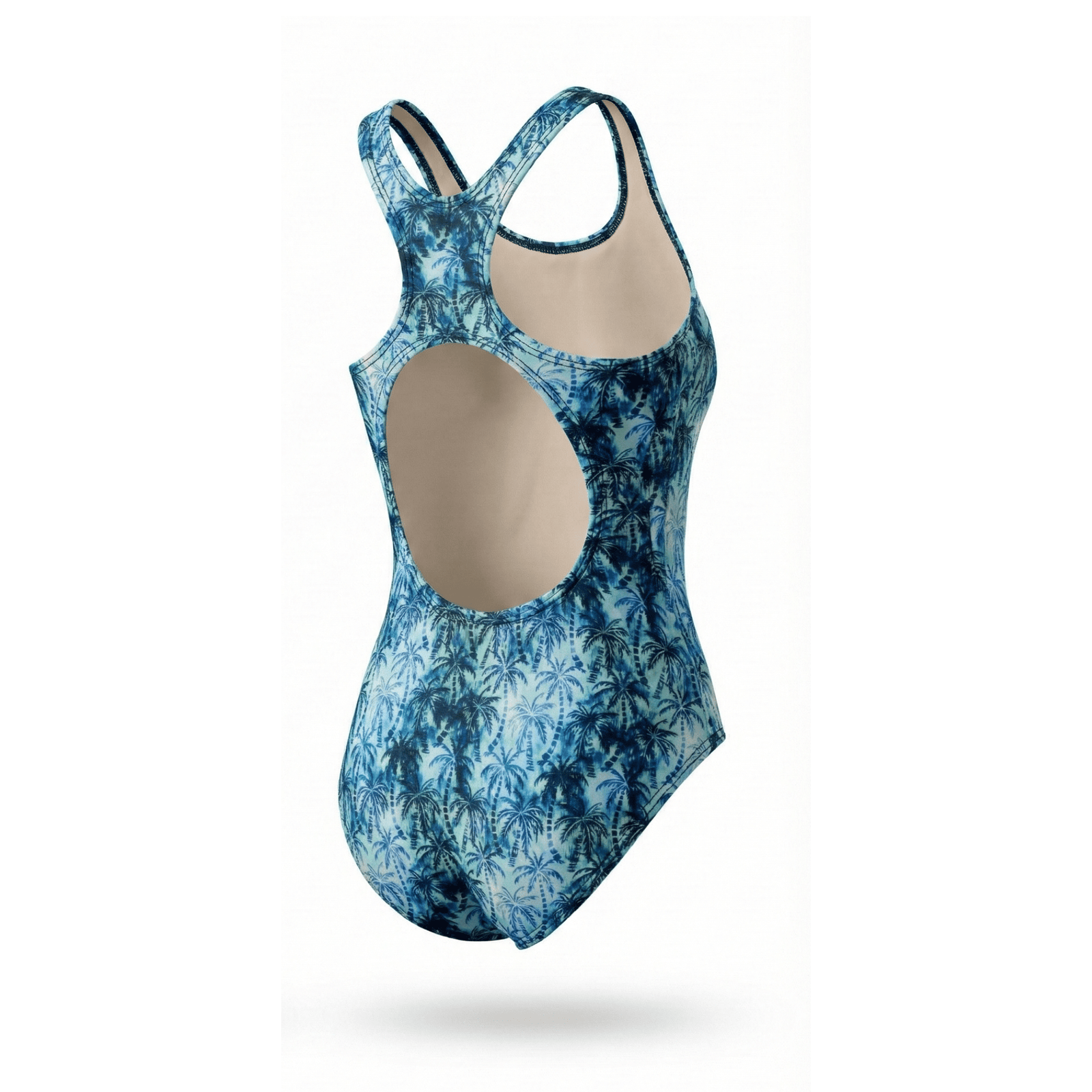Kikx Extra Life Fastback Swimsuit in Hawaiian Haze Design on Pale Aquamarine