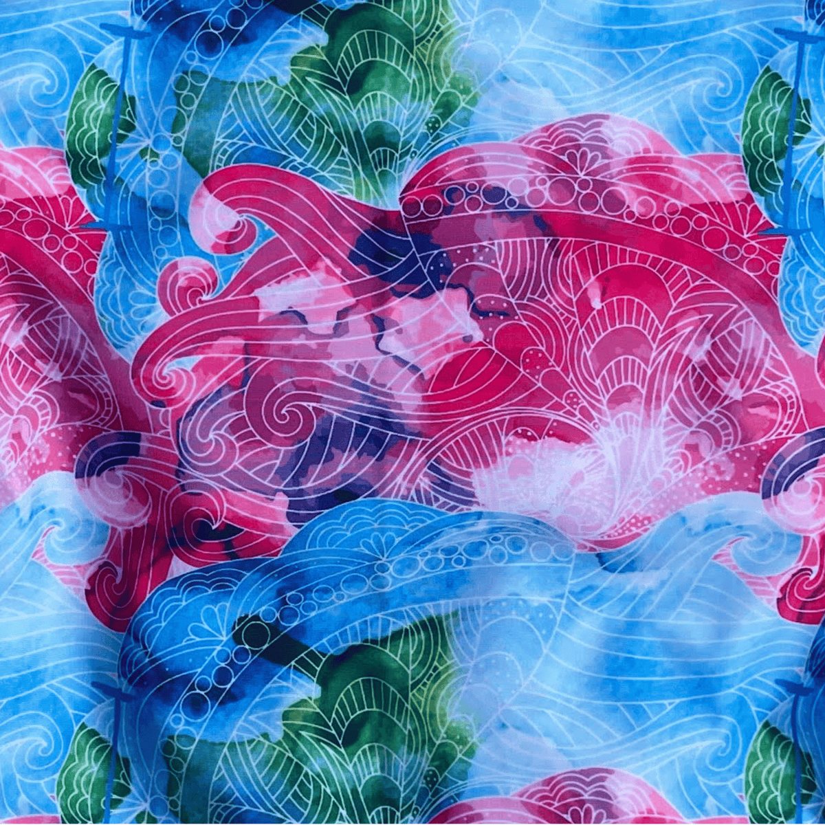 Kikx Extra Life Fastback Swimsuit in Pink Wave Kaleidoscope Design