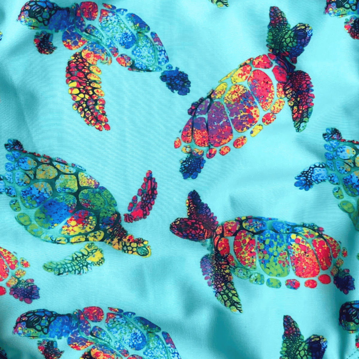 Kikx Extra Life Fastback Swimsuit in Turtle Tango Design on Teal