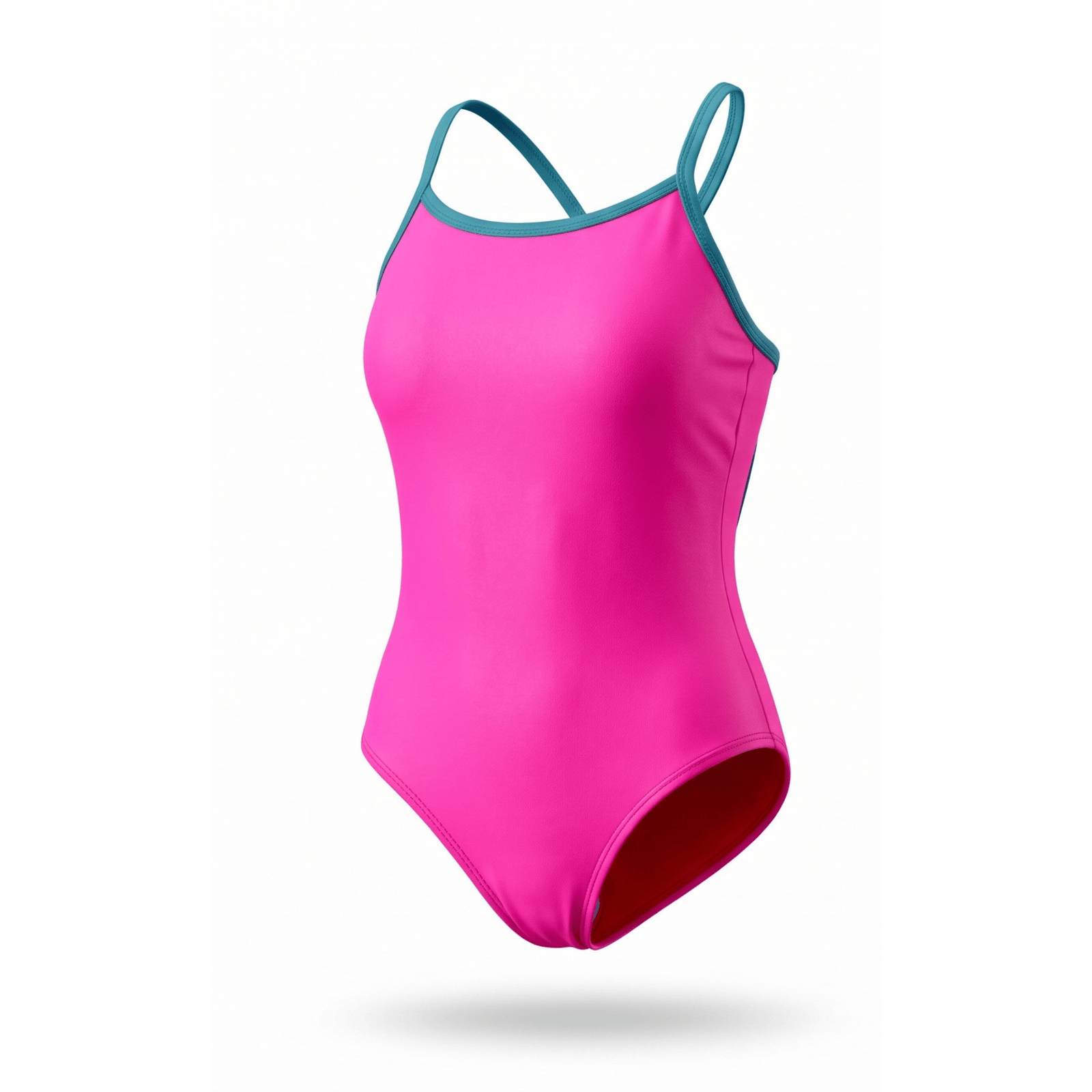 Kikx Extra Life Tie-Back Swimsuit in Neon Pink with Teal Green Straps