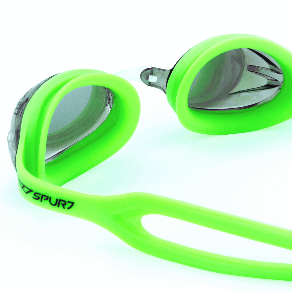 Spurt Crush N3 Senior Goggle in Bright Green with Mirror Silver Lens and Light Tint