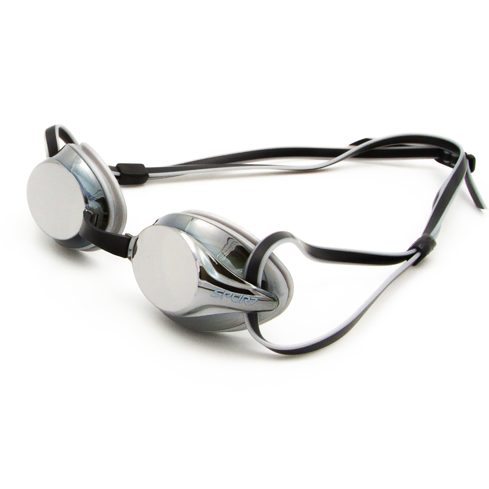 Spurt Tempo R7 Senior Goggle in Black and Silver with Mirror Silver Lens and Dark Tint