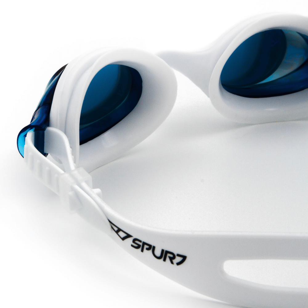 Spurt Comfort Sil 60 Senior Goggle in White with Mirror Gold/Blue Lens and Medium Tint