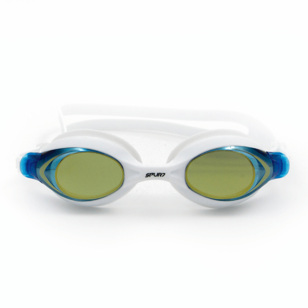 Spurt Comfort Sil 60 Senior Goggle in White with Mirror Gold/Blue Lens and Medium Tint