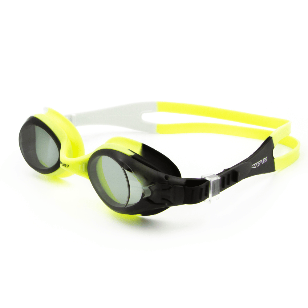 Spurt Flow UCS Senior Goggle in Neon Yellow, Black and White with Smoke Lens and Medium Tint