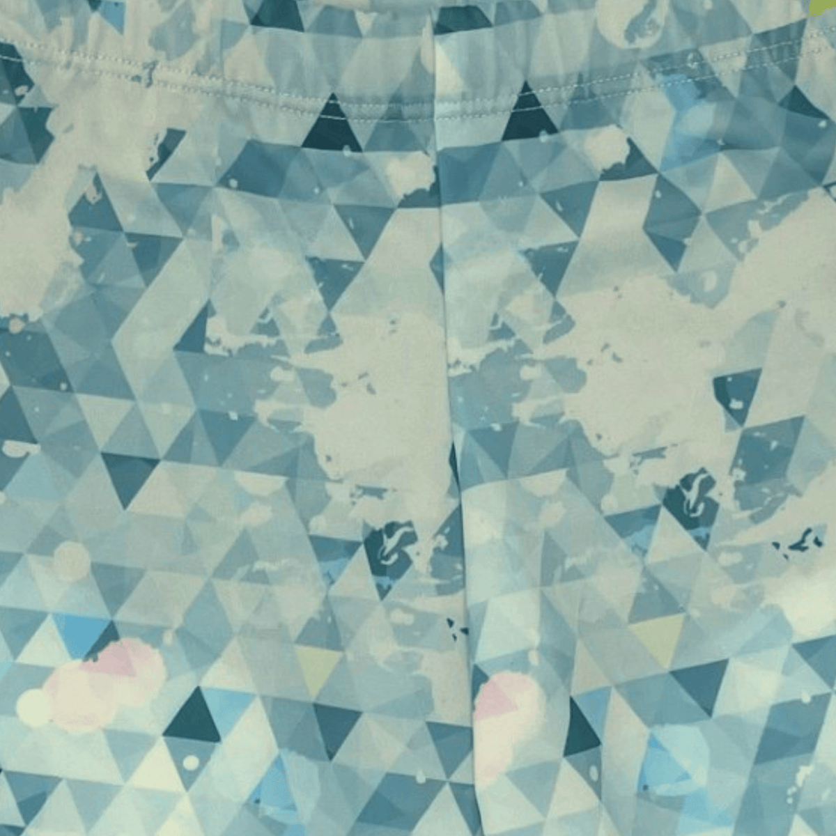 Kikx Extra Life Jammer Swimsuit in Diamond Dazzle Design on Grey and White Background