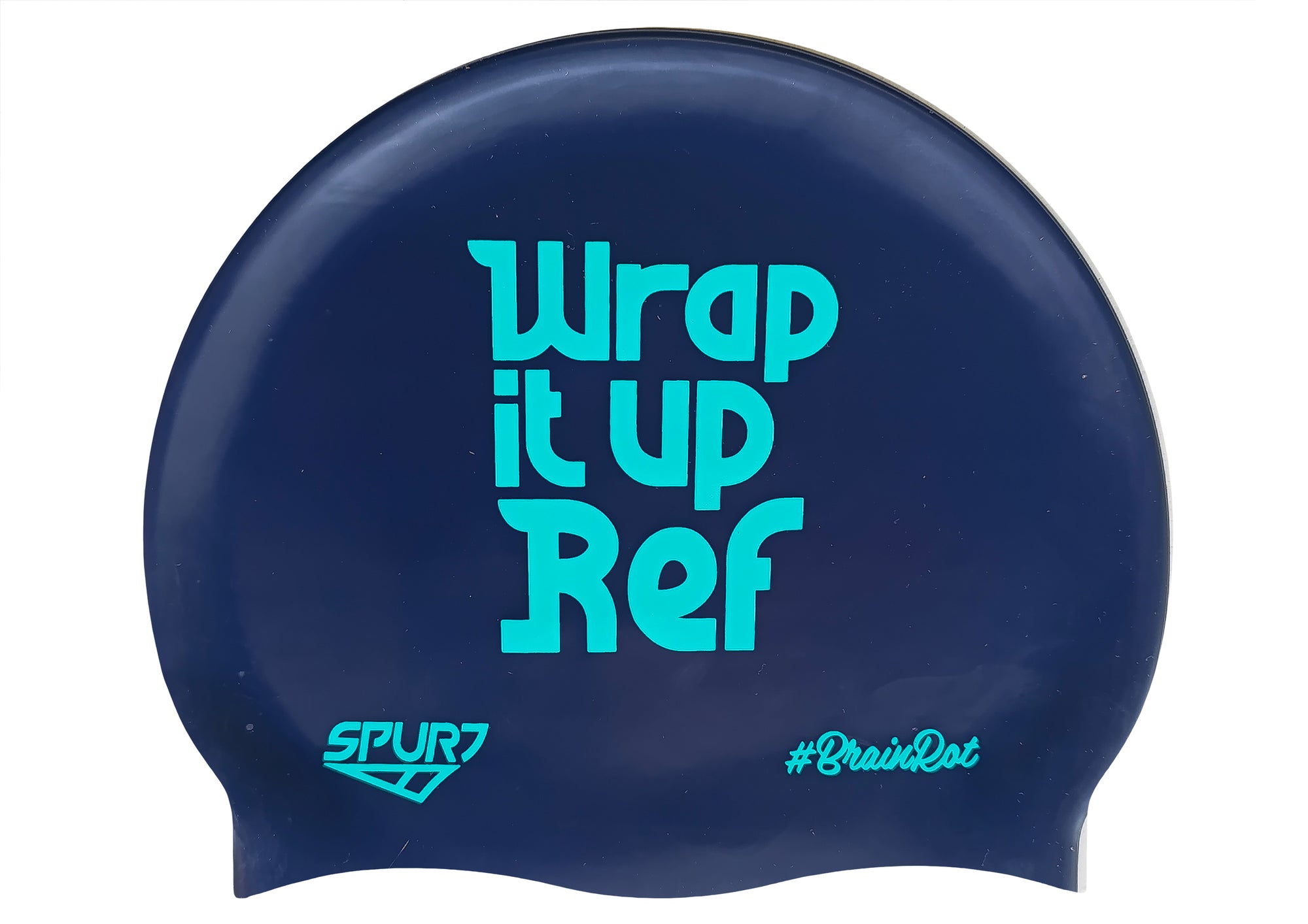BrainRot Wrap It Up Ref on F248 Midnight Navy Spurt Silicone Swim Cap