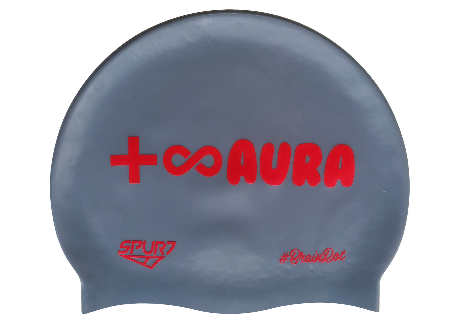BrainRot Aura on F210 Dark Grey Spurt Silicone Swim Cap