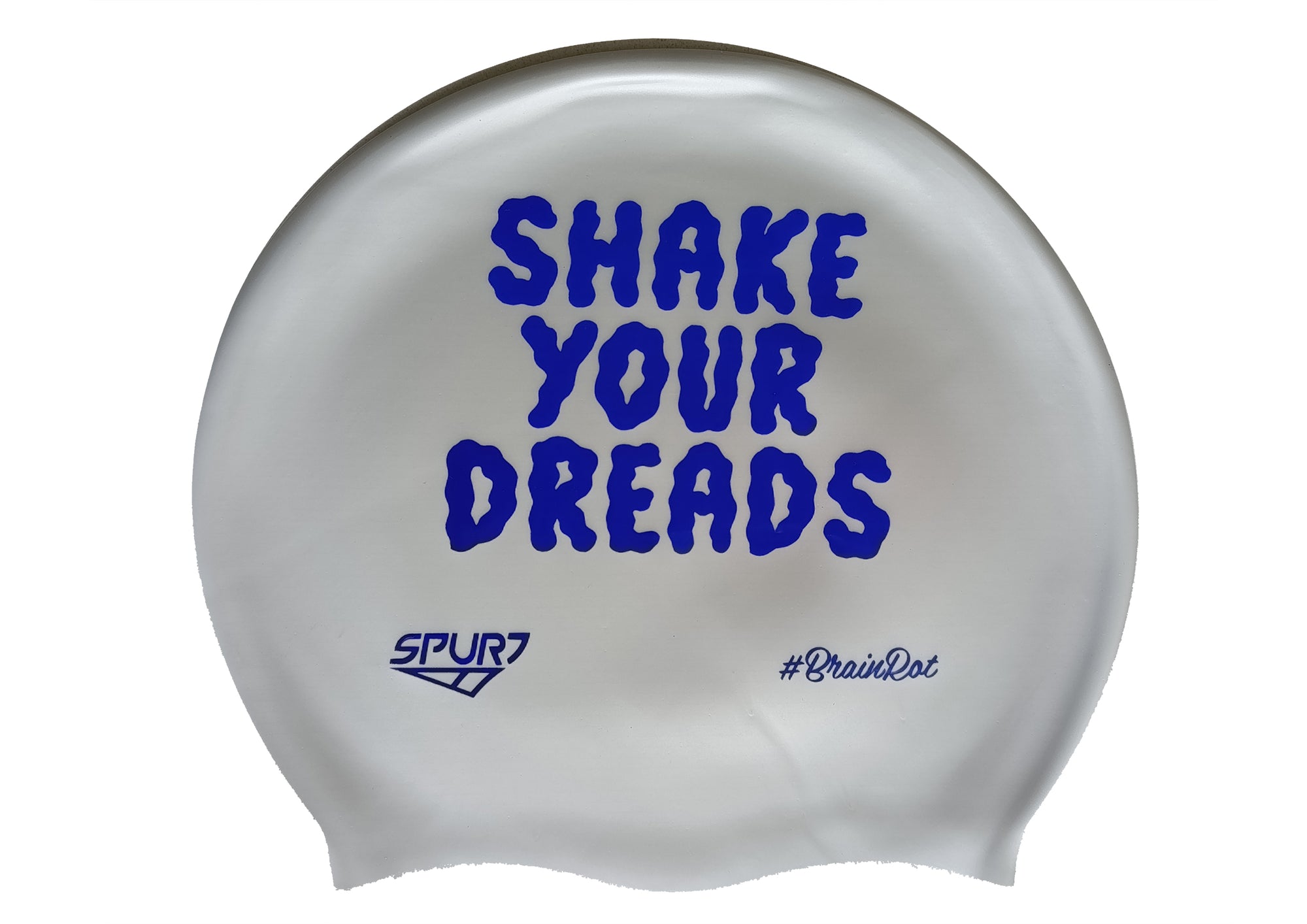 BrainRot Shake Your Dreads on SD11 Silver Medium Big Hair Kikx Silicone Swim Cap