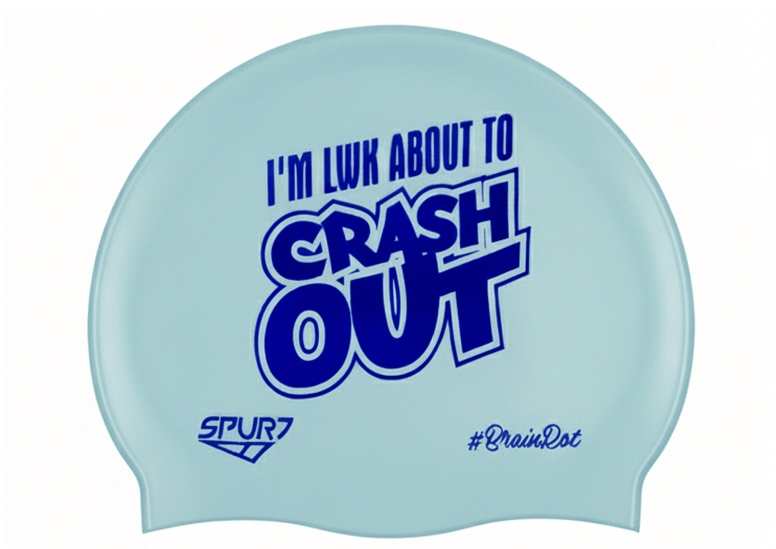 BrainRot I'm Lwk About to Crash Out on G101 Pale Blue Spurt Silicone Swim Cap