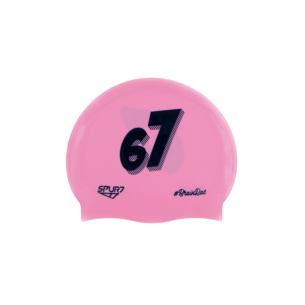 BrainRot 67 on F239 Light Pink Spurt Silicone Swim Cap
