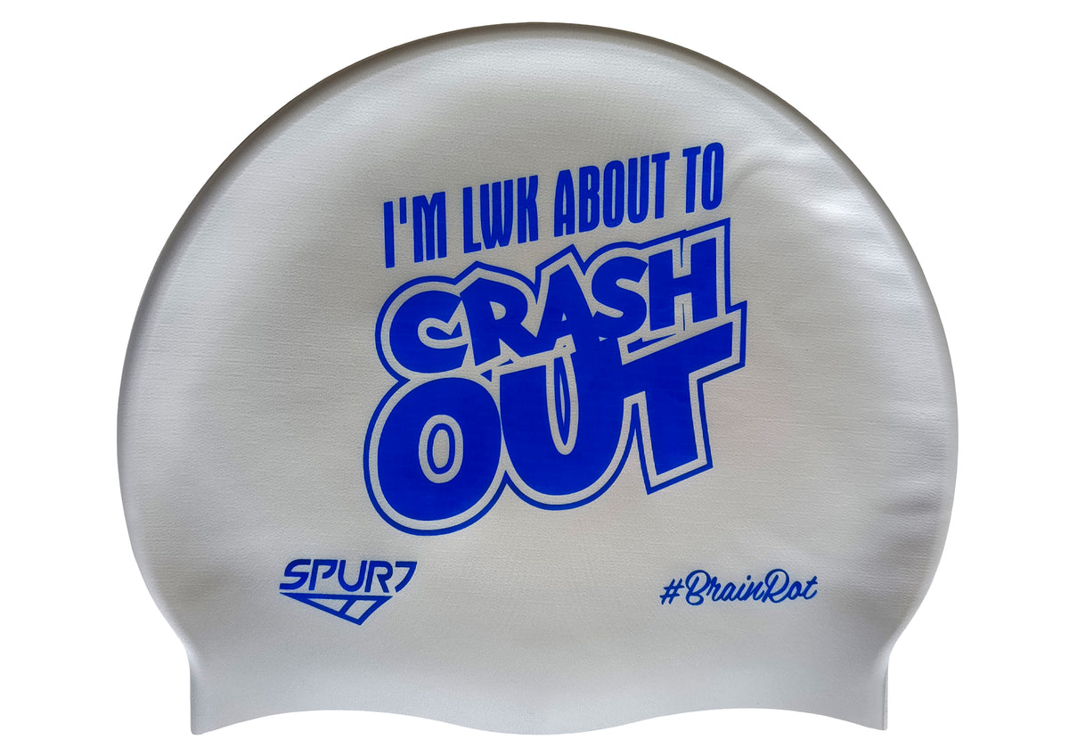BrainRot I&#39;m Lwk About to Crash Out on Sd11 Silver Spurt Silicone Swim Cap