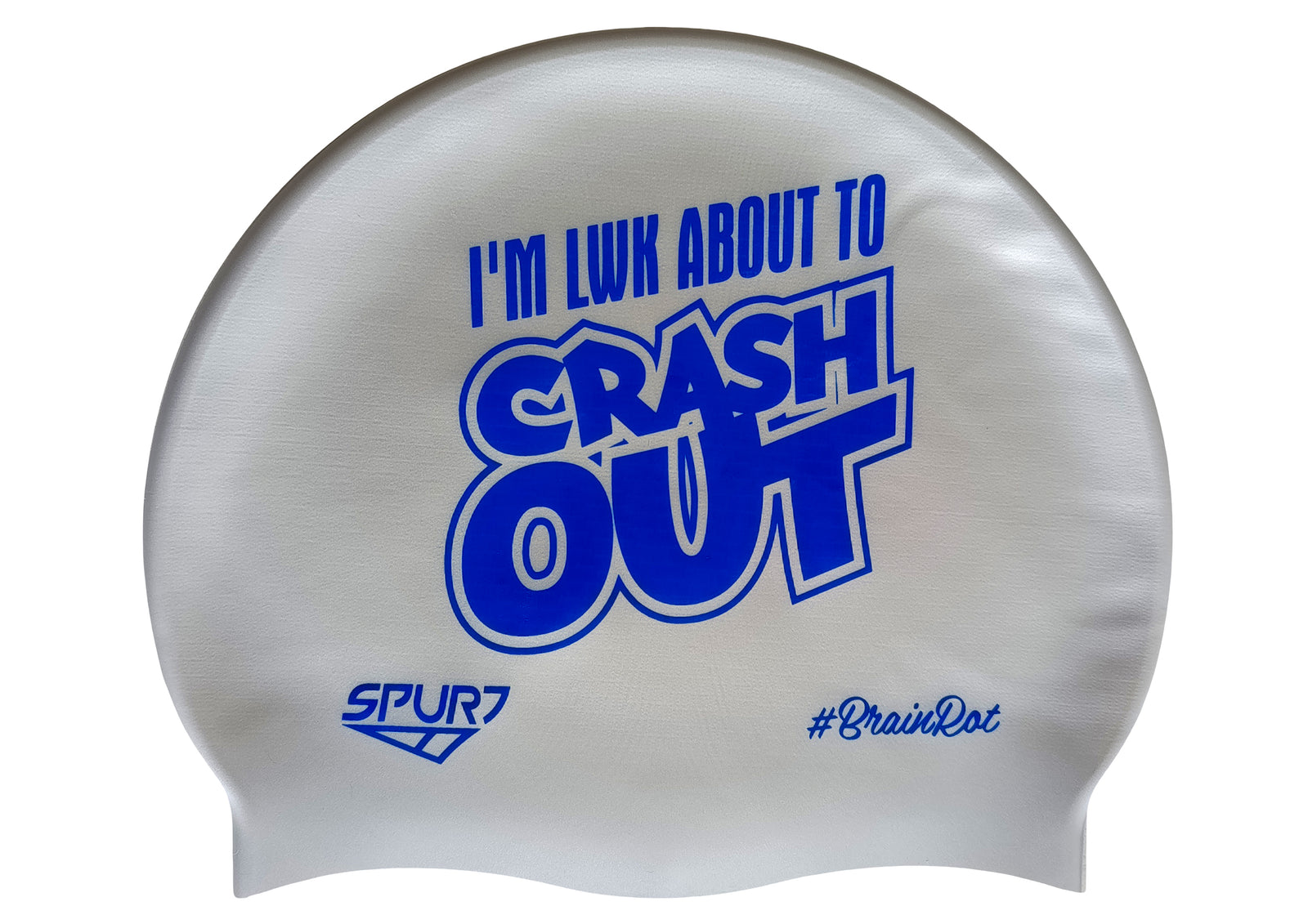 BrainRot I'm Lwk About to Crash Out on Sd11 Silver Spurt Silicone Swim Cap