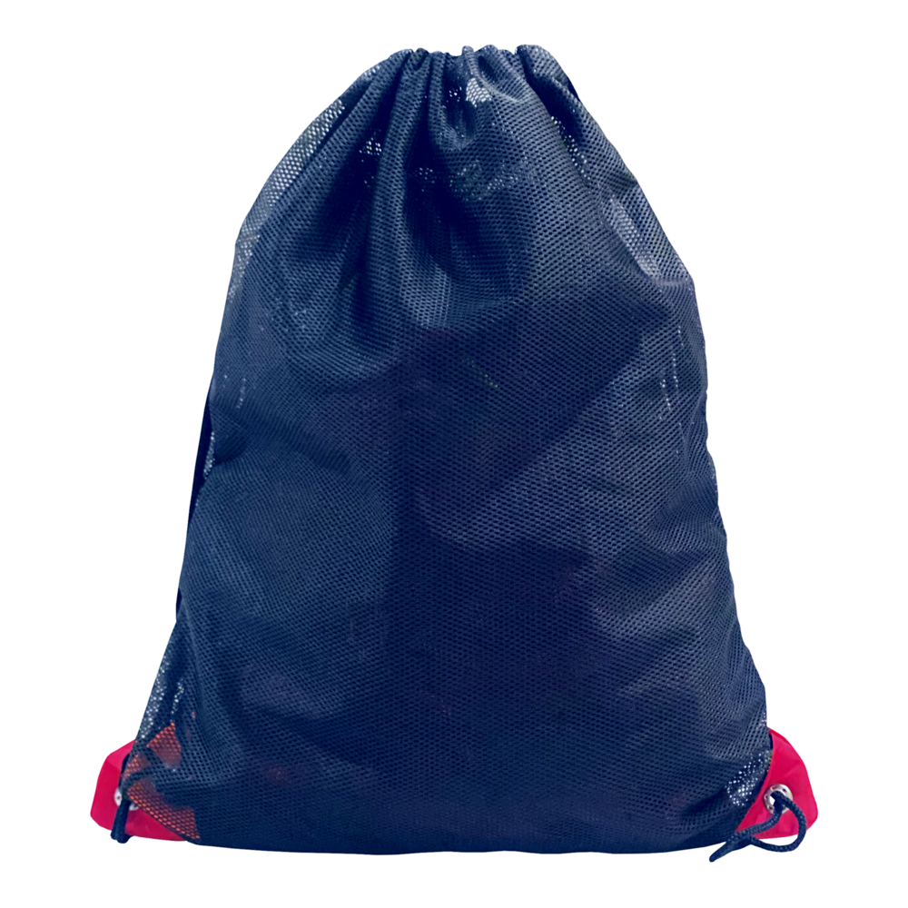 Vertan Mesh Drawstring Bag Large in Navy and Pink Corners