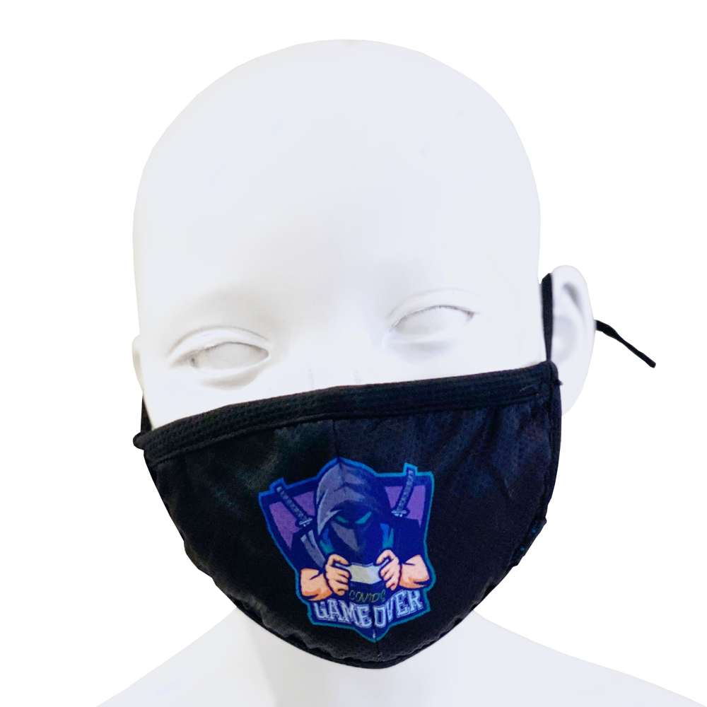 Swim-Dry Kids Protective Face Mask in Black with Ninja and Game Over