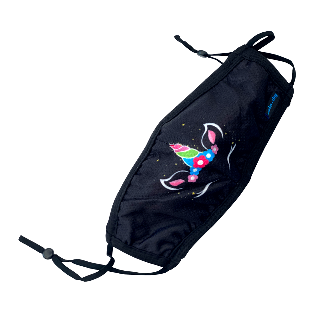 Swim-Dry Kids Protective Face Mask in Black with Unicorn