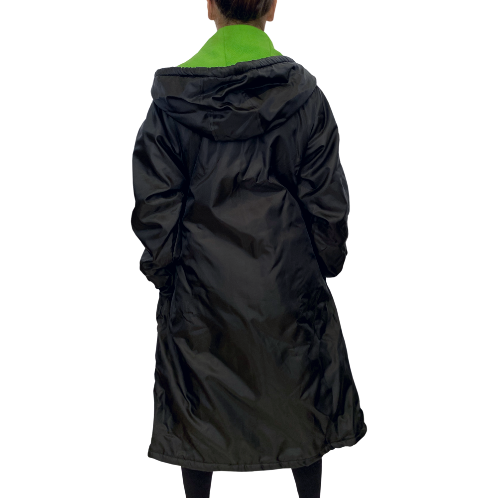 Parka Jacket in Black with Lime Green Inner