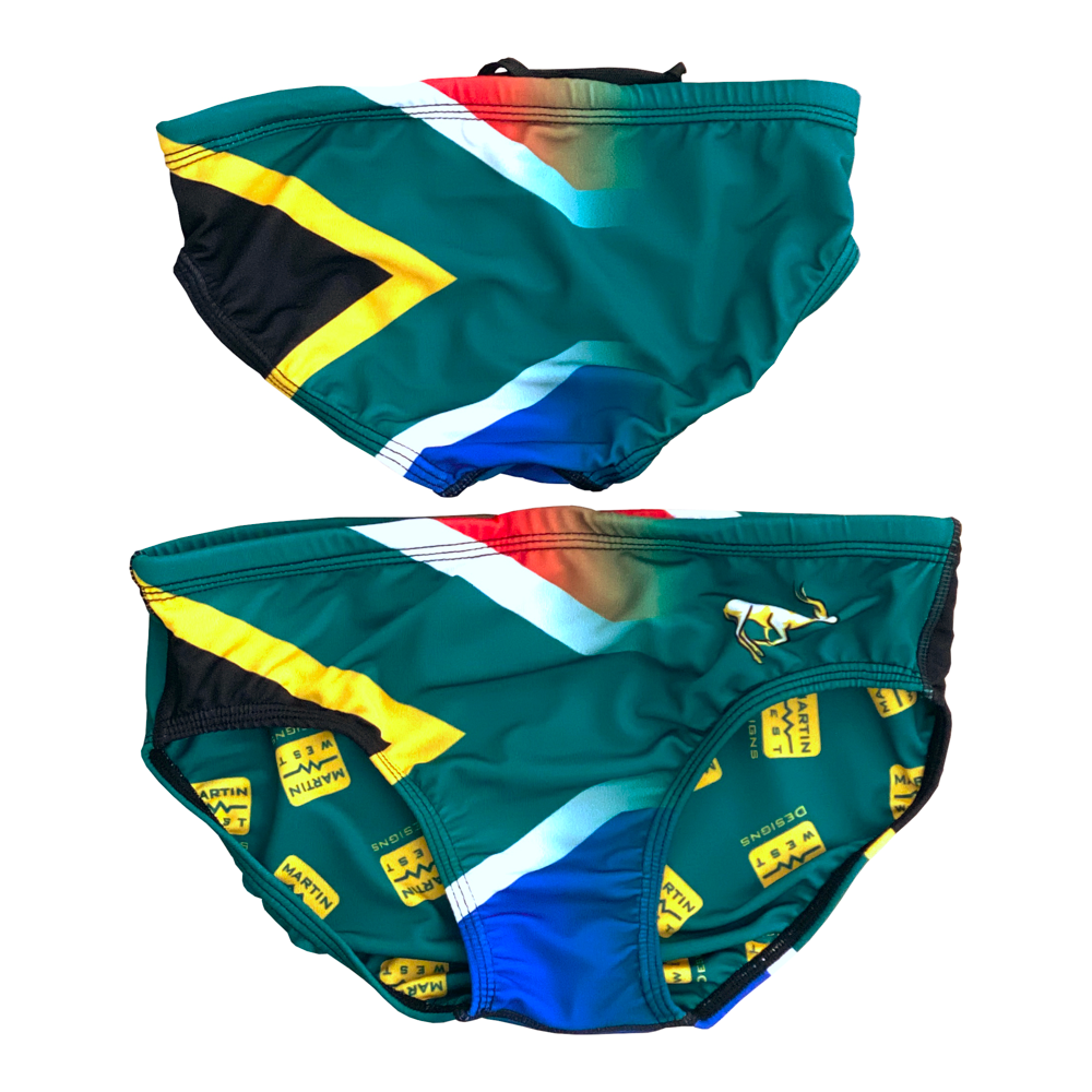 Martin West Designs Brief Swimsuit in SA Flag