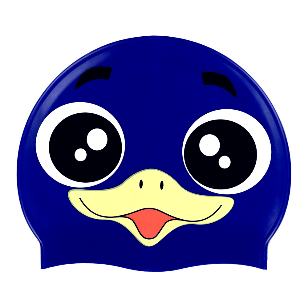 Duck on Dark Blue Spurt Silicone Swim Cap