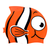 Fish with Fins in Black and White on F202 Citrus Orange Spurt Silicone Swim Cap