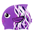 Wavy Fish with Fins in Black and White on SB18 Violet Spurt Silicone Swim Cap