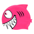 Shark with Fin and Tail on SC16 Neon Pink Spurt Silicone Swim Cap