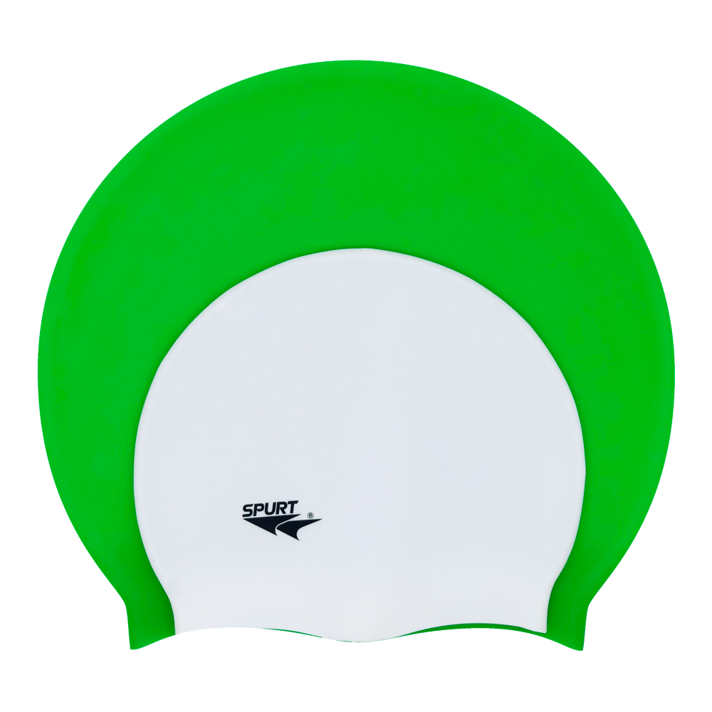 Old Style Big Hair Plain Xlarge Bright Green Silicone Swim Cap