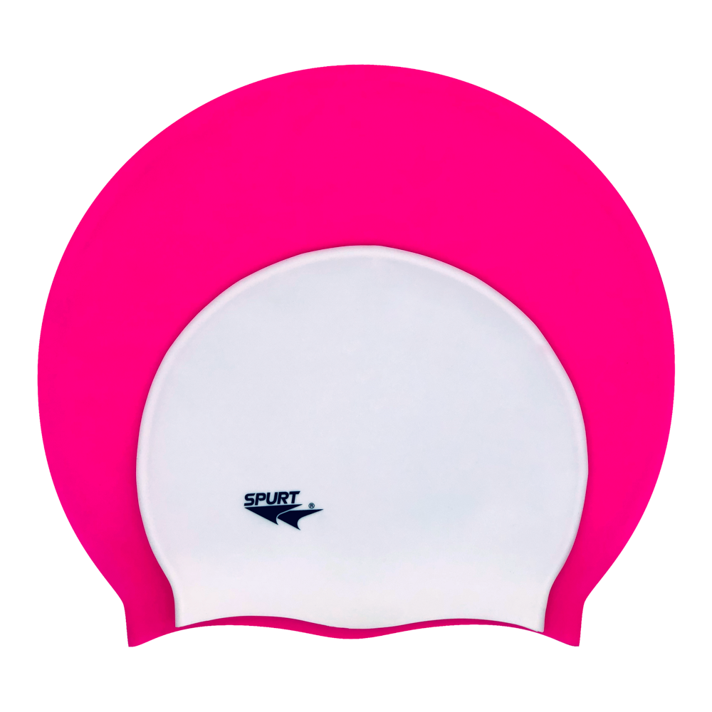 Old Style Big Hair Plain Xlarge Bright Pink Silicone Swim Cap