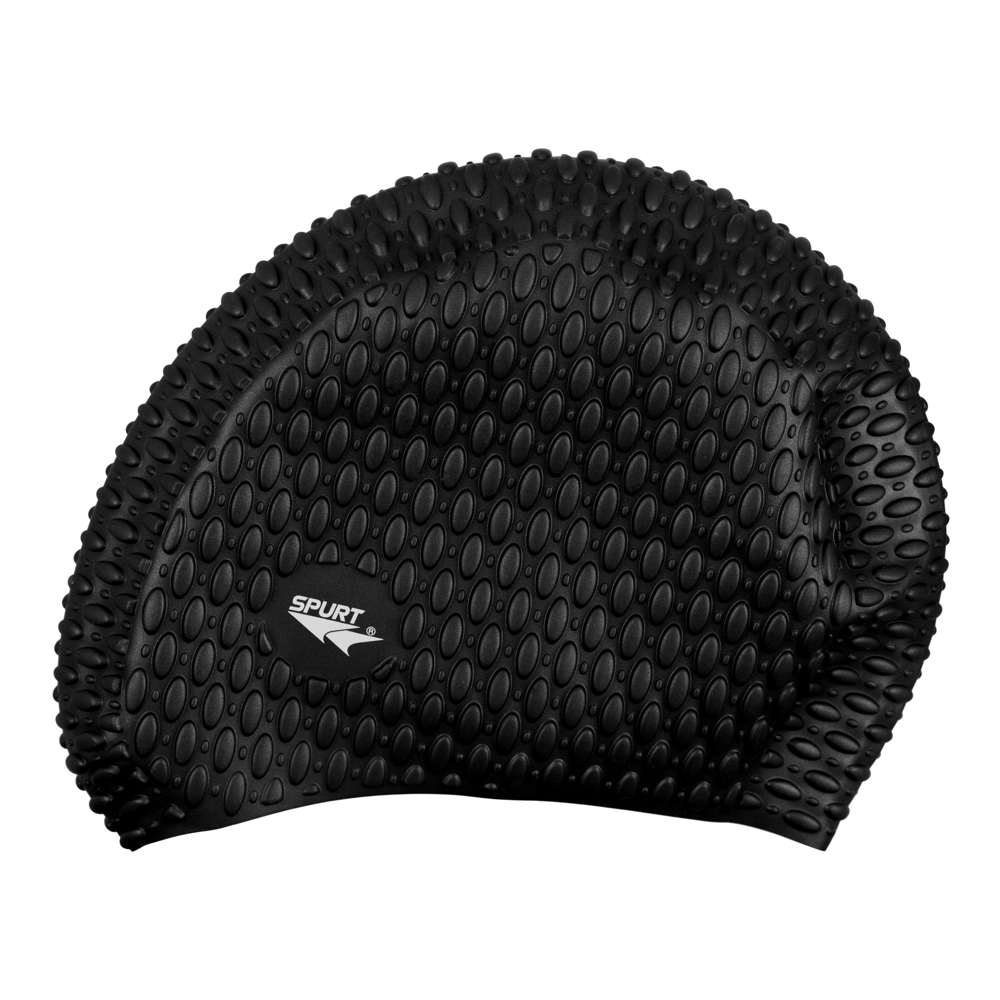 Bubbled Texture Black Spurt Silicone Swim Cap
