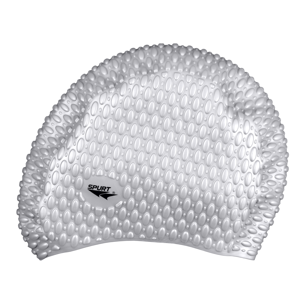 Bubbled Texture Silver Spurt Silicone Swim Cap