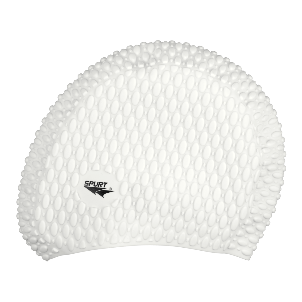 Bubbled Texture White Spurt Silicone Swim Cap
