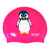 Emoji Penguin on SC16 Neon Pink Spurt Silicone Swim Cap