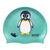 Emoji Penguin on SD13 Pale Aquamarine Green Spurt Silicone Swim Cap