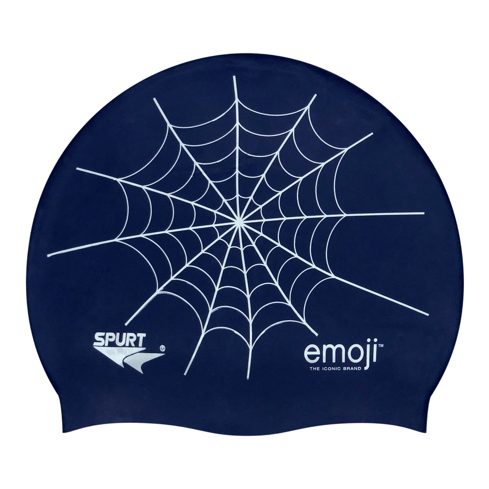 Emoji Spider Web on F208 Dark Navy Spurt Silicone Swim Cap