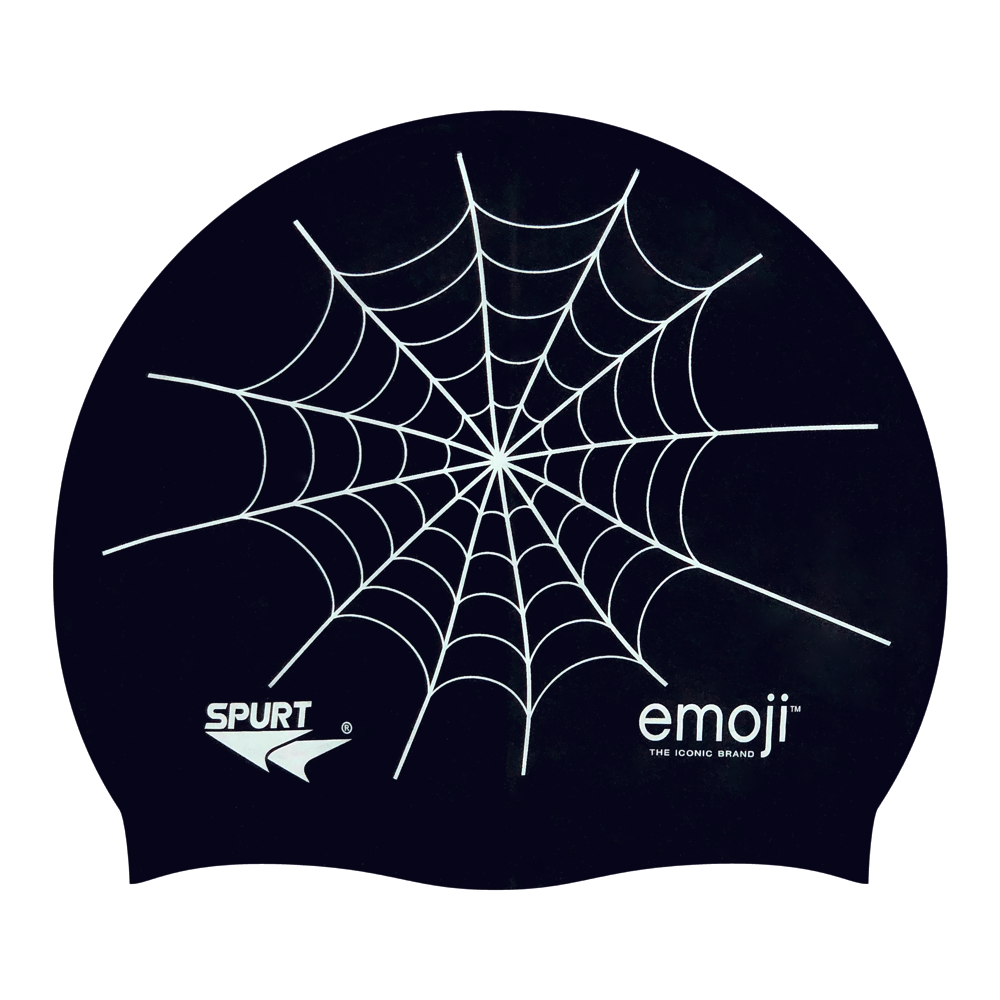 Emoji Spider Web on F209 Deep Black Spurt Silicone Swim Cap