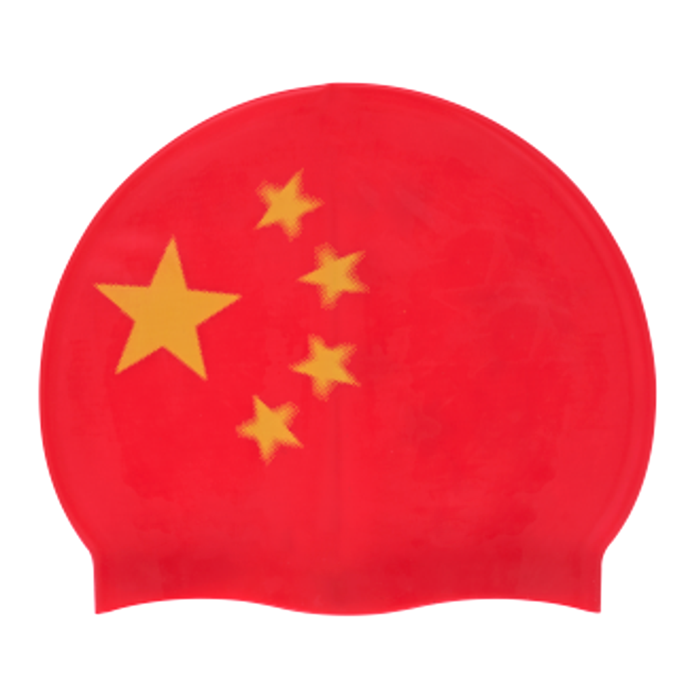 Chinese Flag Spurt Silicone Swim Cap