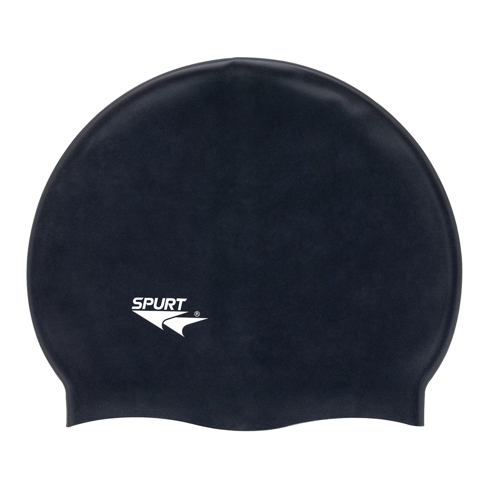 Spurt Flexi Plain SB14 Metallic Black Silicone Swim Cap